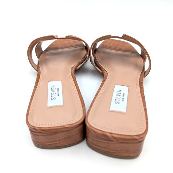Steven New York Harlien Croc Embossed Slide Sandals Womens Brown Size US11M EU42 - Picture 5 of 10
